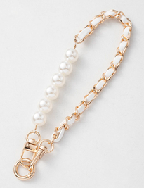 DPS156 Pearl phone chain leather wrist strap     