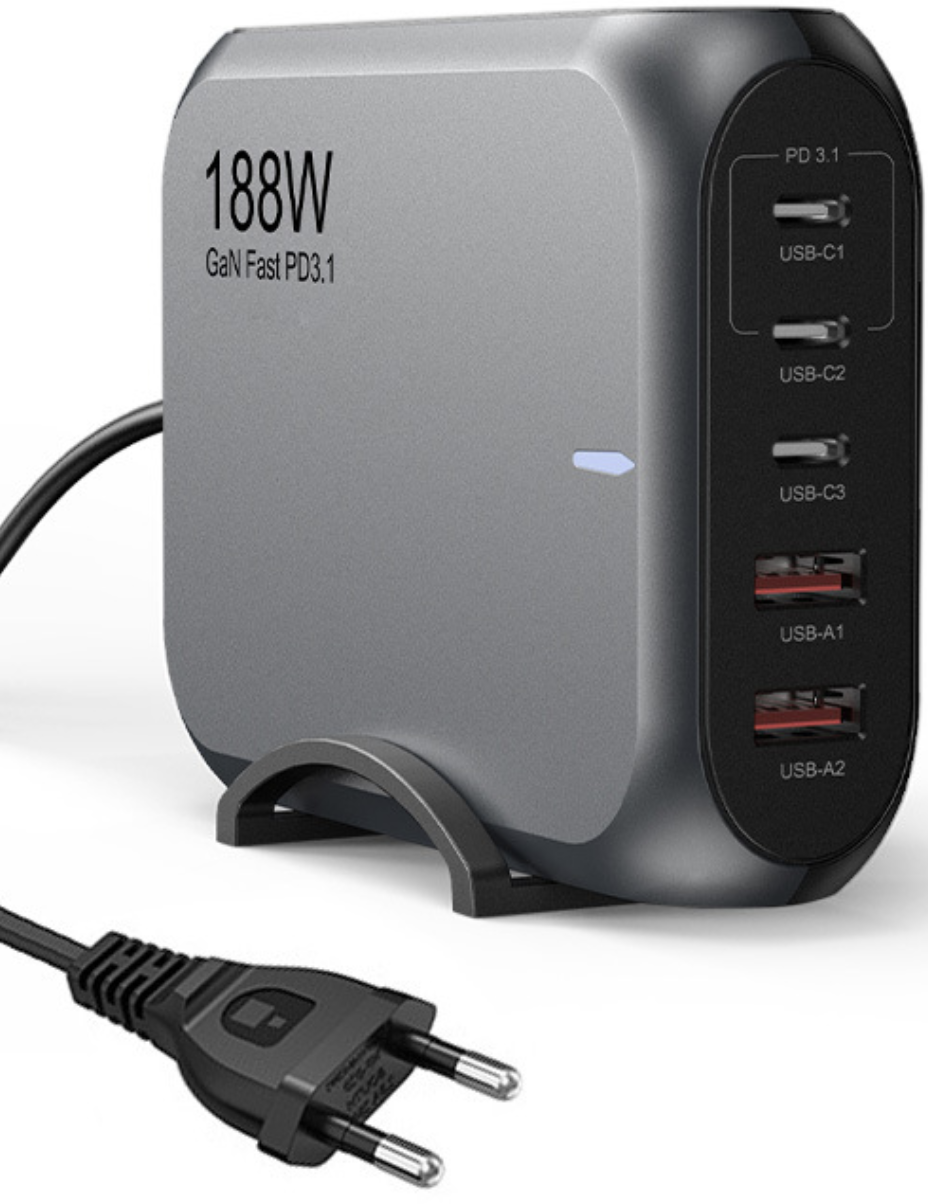 GaN 188W Multi port Desktop Power Adapter