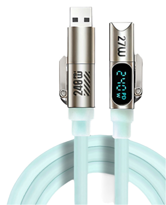 4-in-1 Silicon Fast Charging USB Cable With LED Display